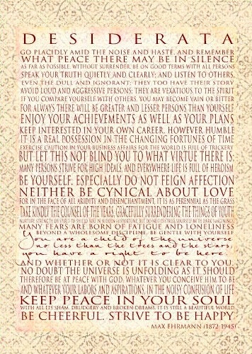 DESIDERATA - Word Art Prints - 11x14 - You are a child of the universe - Max Ehrmann Motivational