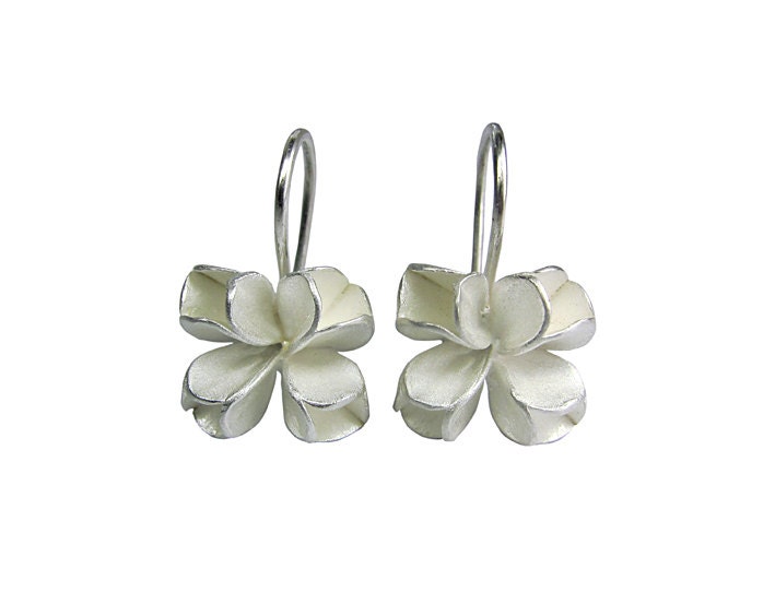Silver Earrings In Shape Of Flower Buds