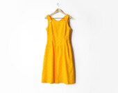 Vintage 80s Sunshine Yellow Polka Dot Dress - m