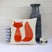 NEW Hand Screen Printed Cat Cushion Cover in Burnt Orange