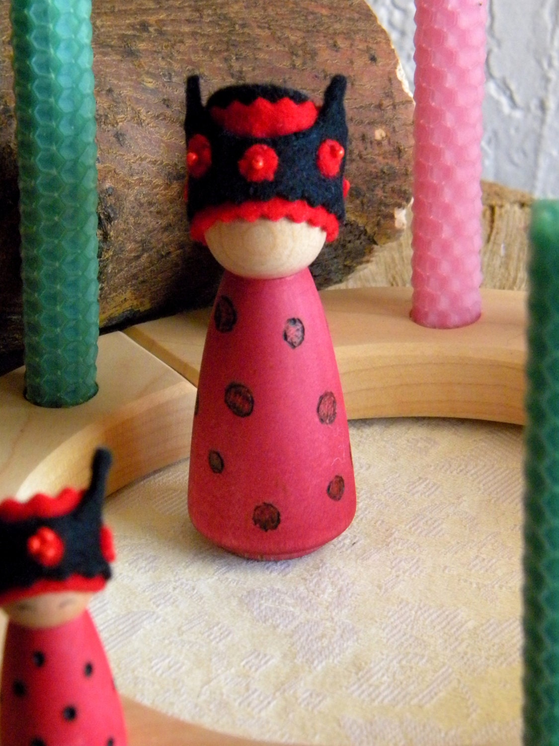 Lady Bug Birthday Doll, Birthday Queen, Summer Doll, Queen Lady Bird, Lady Bug, Waldorf Birthday, Waldorf Gnome, Wooden Doll