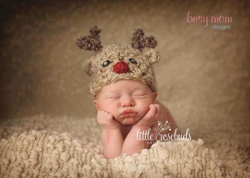 Crochet Hat PATTERN - Soft and Sweet Reindeer Hat - Preemie, Baby, Toddler, Child, Adult - Winter Christmas Rudolph Beanie