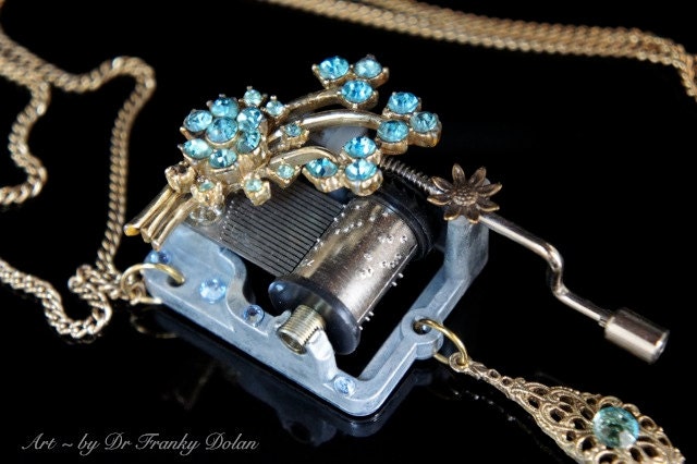 Musical Pendant Sculptural Necklace by Award - Winning Fae Factory Steampunk Chic Eco Artist, Dr Franky Dolan  (Original jewelry art)
