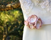 Blush, Peach and Ivory Rosebud Fabric Flower Belt