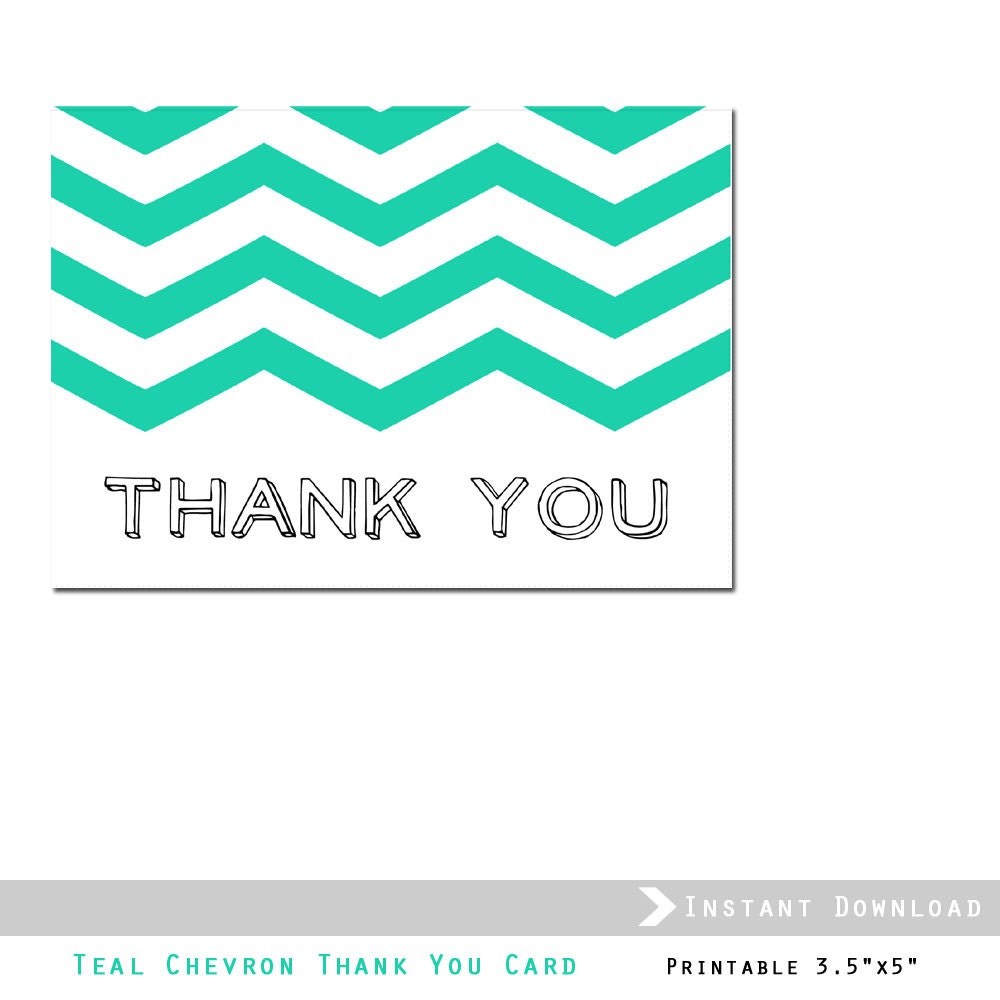 DIY Chevron Thank You Card Printable - Teal- In the Details -
