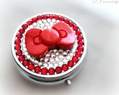 Kawaii red bow deco pill box, trinket box, bridesmaid gift, gift for her