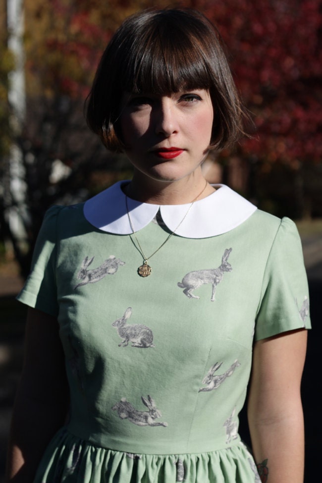 The Cottontail rabbit print dress with Peter Pan collar