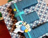 Yarn Wrapped Letter on Fabric Wrapped Canvas 10 x10 Custom