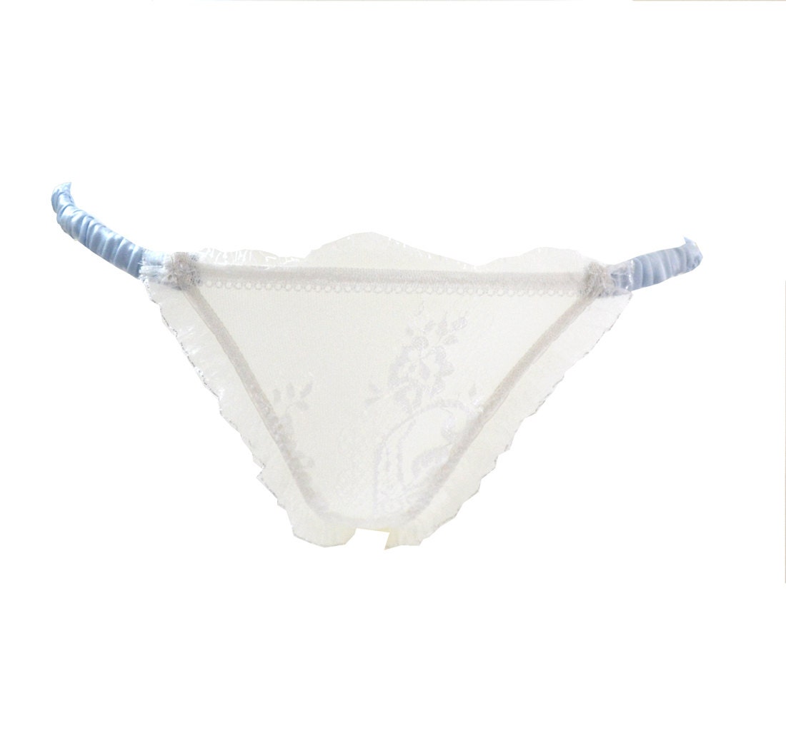 LARA Ivory Leavers Lace Thong Panties - bridal wedding  Lingerie
