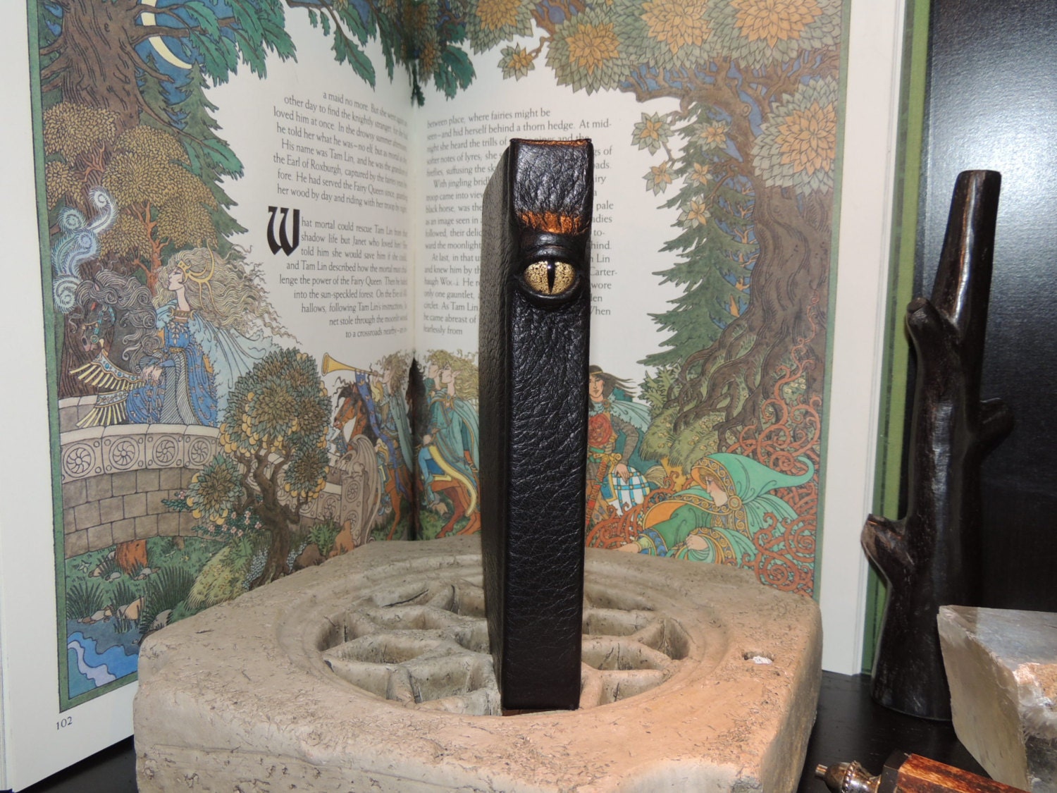 Mythical Beast Book (The Watchful Eye-Black leather with Gold eye)