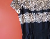 Cocktail Dress 1950s LBD ivory lace L