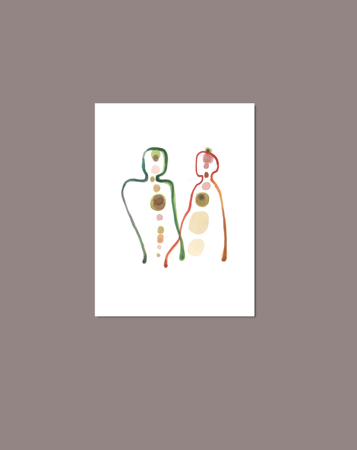 You and Me watercolor painting Original artwork on paper  little painting 9 x 12 men women Love romantic wedding gift