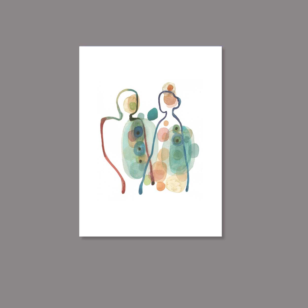 You and Me watercolor painting Original artwork on paper  little painting 9 x 12  Love relation connectionwedding gift - LouiseArtStudio
