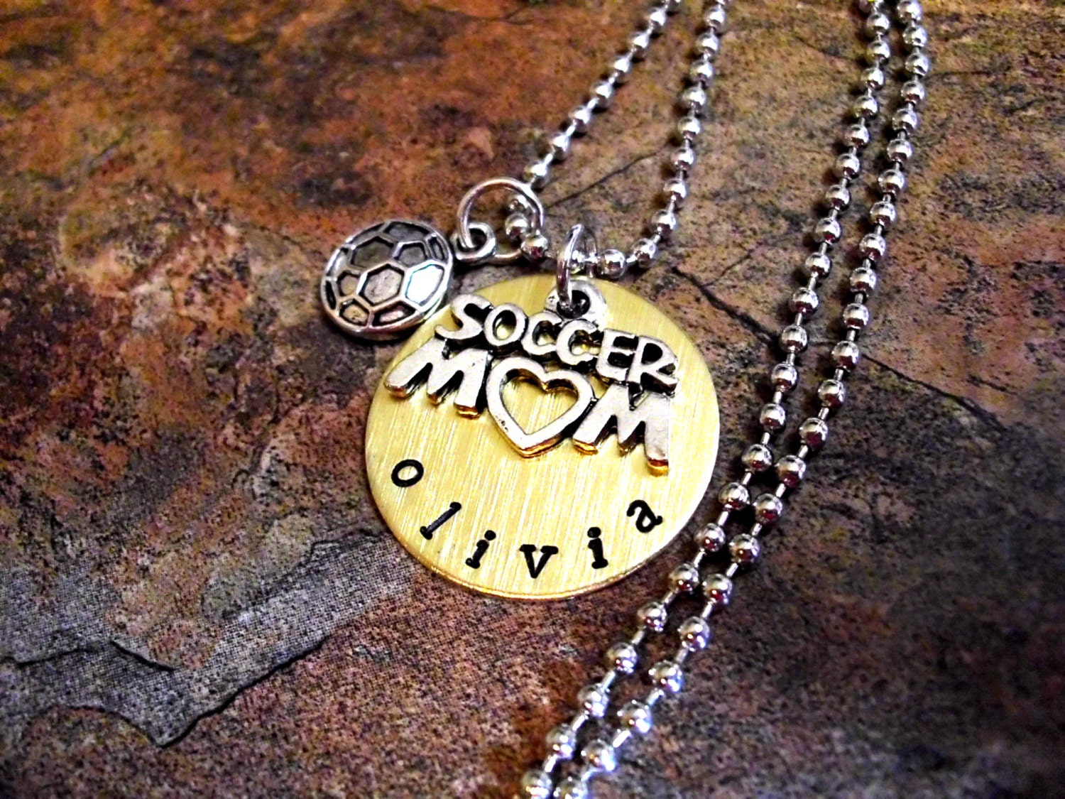 Personalized jewelry, Soccer Mom Necklace, Sports Jewelry, Hand Stamped Jewelry