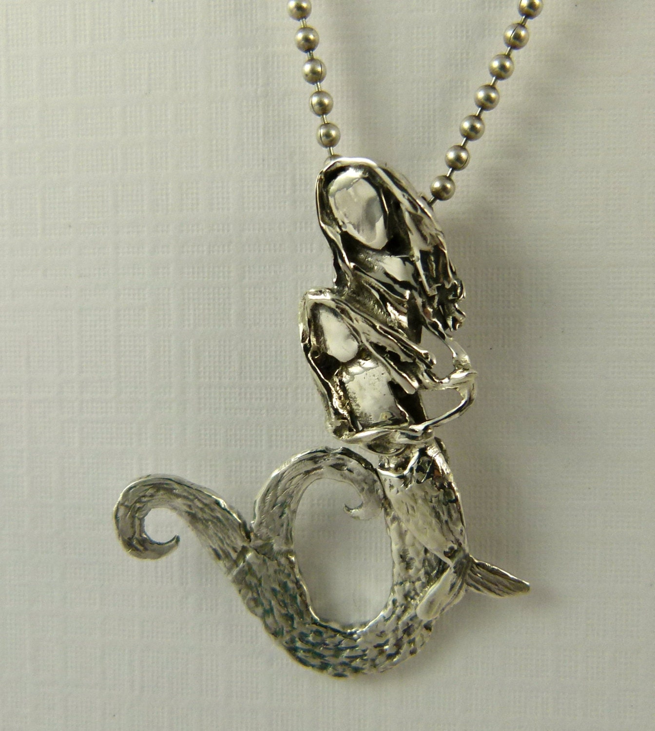 Mermaids Myka And Kinsey Love The Ocean - Up Cycled Sterling, Up Cycled Sterling Spoon, and PMC - Art Jewelry Pendant - 1133