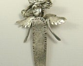 Angel Adelyn Is Healing - Up Cycled Sterling Silver And PMC - Art Jewelry Pendant - 1142