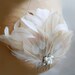 Cream Peacock Feathers and Ivory Plume Fascinator with Freshwater Pearls and Rhinestones