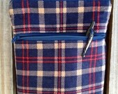 Cross Body Zipper Purse Sling Bag Hip Bag Travel Purse Small - Blue & Red Plaid