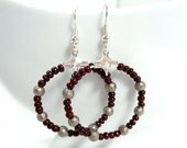 Brown Hoops Dangle Earrings on Hooks or Clip Ons
