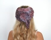 Women scarf, ruffled silk shawl Acai, spring fashion, headband
