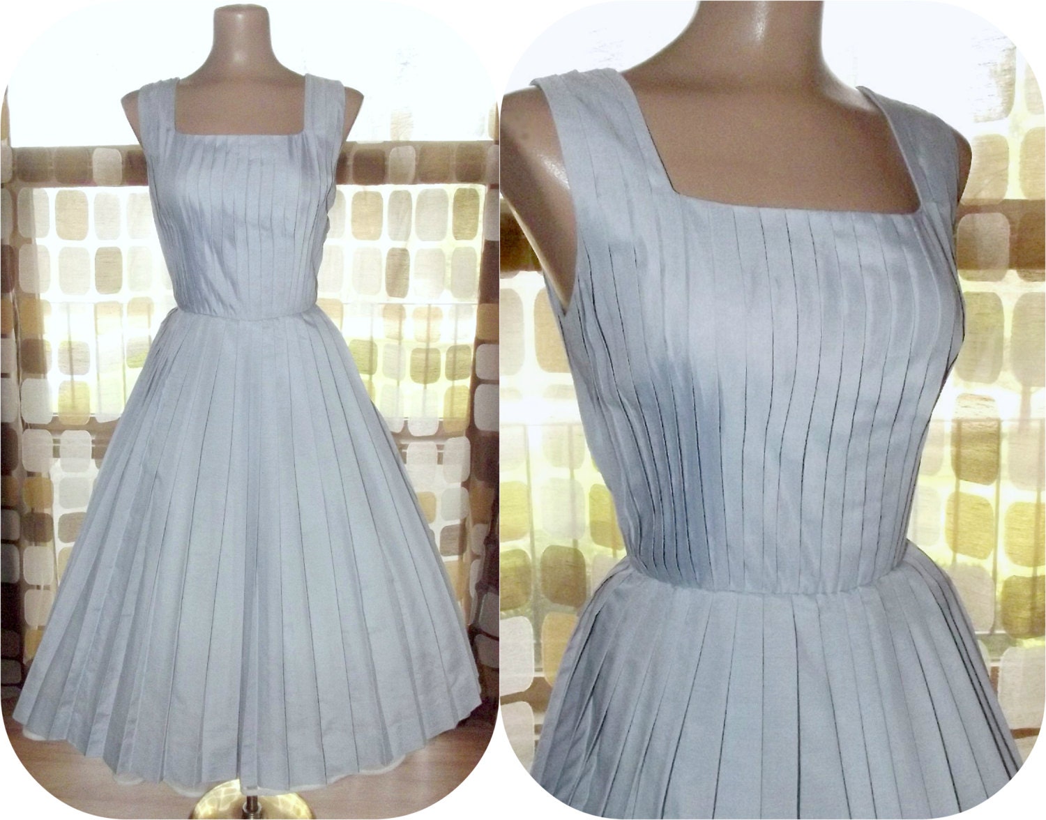 Vintage 50s L'AIGLON Lavender Knife Pleated Full Dress Small Swing Rockabilly Lucy