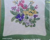 Floral Pillow Cover Crewel Embroidery Kit 12 X 12 - Creative Stitchery Vogart Crafts 2515