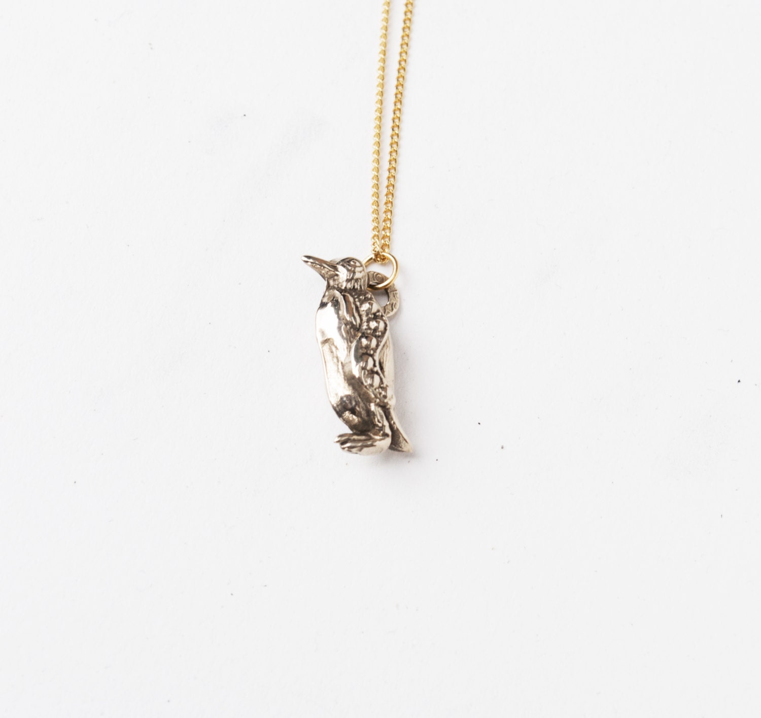 Tiny Penguin Charm Necklace, Vintage Inspired, Cute, Cracker Jack Charms