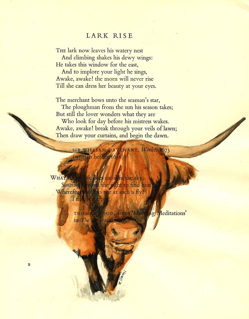 Highland Cow - Original Watercolor Painting - on Antique Book page - 6 1/2x8inches