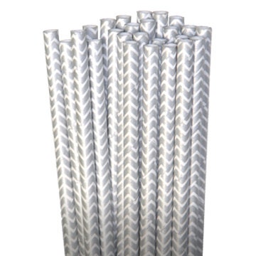 Chevron Zigzag Silver Metallic Party Paper Straws - Cake Pop Sticks - Pixie Sticks - Qty 25 Il_170x135