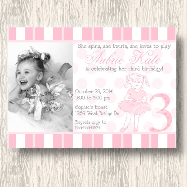 Tiny Dancer Ballet Invitation for Birthday Party or Baby Shower - Girls Ballerina DIY Printable Invite by BeeAndDaisy Il_570xn