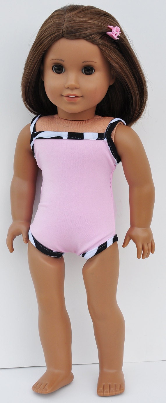 American Girl Swimwear - Pink and Zebra Print One Piece with Matching Coverup