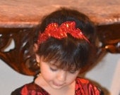Elegant Sparkly Red Leaf Sequin Hair Accessory Handmade Headband Toddler-Adults