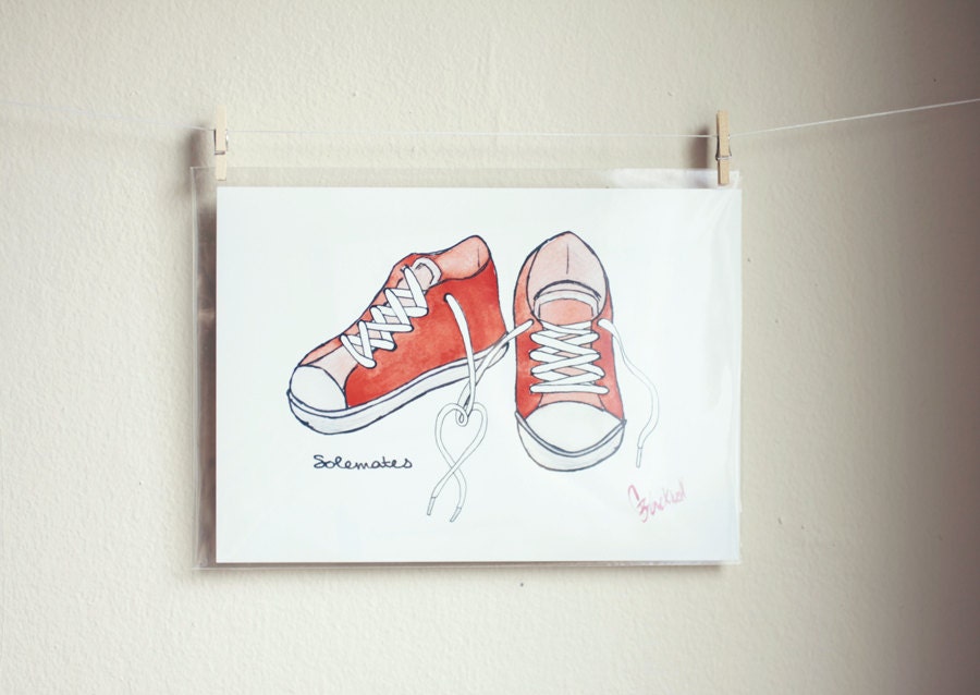 5x7 Watercolor Luster Print - Solemates, Converse Edition
