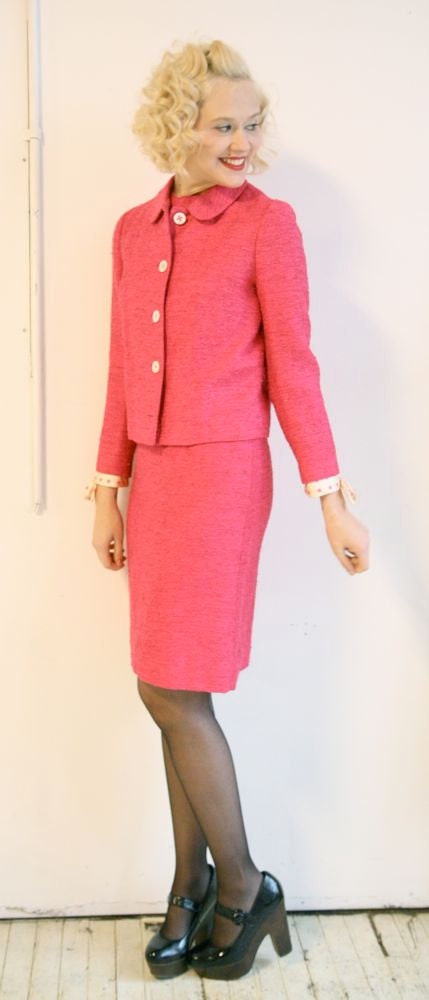 1960s 2pc Dress // Anne Fogarty Pink Dress & Jacket // S-M