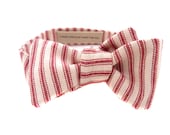Custom Bow Tie/Bowtie in Red Ticking Stripe With Your Own Personalized Date // Initials // Phrase
