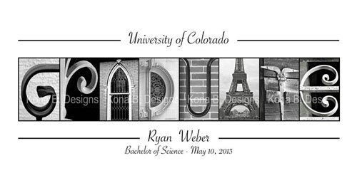 Personalized Graduation Gift  - Alphabet Photography Print for the graduate- 10x20 Unframed