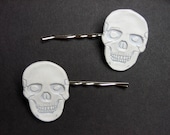 2 Pack White Skull Bobby Pin Hair Accessories