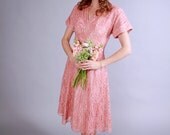 1940s dress . 40s blush pink lace bridesmaid dress . party dress . Young Love