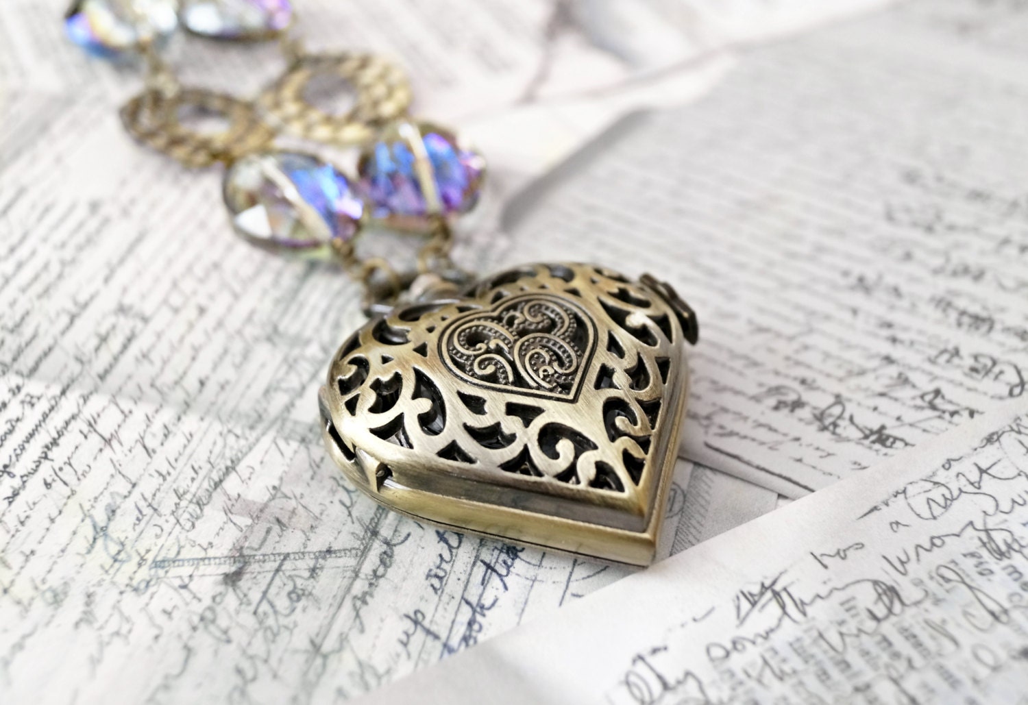 RESERVED Elegant Purple Pocket Watch Necklace, Steampunk Necklace