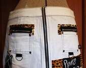 Upcycled White and Leopard Print Punk's Not Dead Skirt Anarchy Patches Deathrock