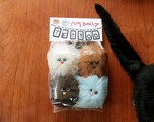 Set of Four Fur Ball Ornaments