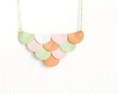 LAST ONE - Leather Scallop Petals Necklace - Pastel Spring Garden - Made to Order - AmprisLoves