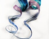 SLUSHY ICE  / Human Hair Extension /  Blue Purple  / Long Tie Dye Colored Hair
