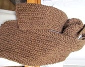 Hand Knit Mens Scarf Brown