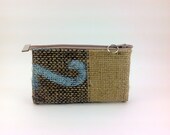Coffee Sack Zipper Pouch - Burlap Pouch- Small Zipper Wallet - Burlap Case- Handmade zip pouch- Womens Wallet - Ready to Ship