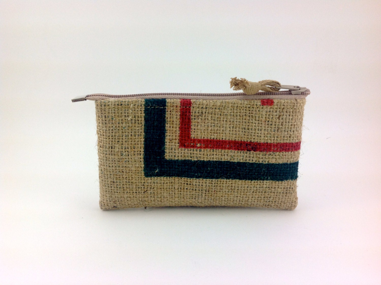 Coffee Sack Zipper Pouch - Burlap Pouch- Small Zipper Wallet - Burlap Case- Handmade zip pouch- Womens Wallet - Ready to Ship