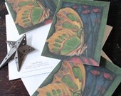 Butterfly Poppies Nature Notecards 5 x 7 Set of 4 Art Deco Birthday Midsummer Magic Secret Garden Summer Chrysalis Insect Wings