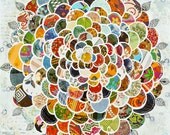bohemian flower boho art mixed media collage 11 x 14 PRINT retro floral colorful art