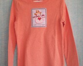 Warm in My Heart Upcycled Long Sleeved T-Shirt Girls Size Medium