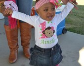 Pink Mod Monkey - Personalized Mod Monkey Birthday - Monkey Onesie - w/Child's Name
